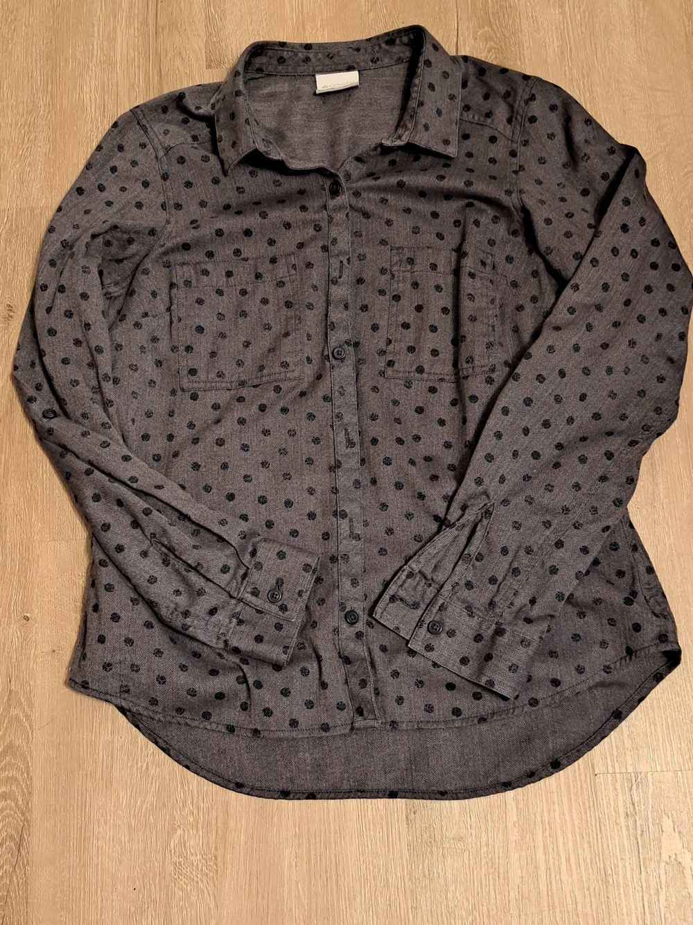 Women's Charcoal Polka-Dot Button-Down Shirt